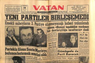 Vatan Gazetesi 30 Ocak 1961 - Yeni Partiler Birleşemedi GZ64774 - 2