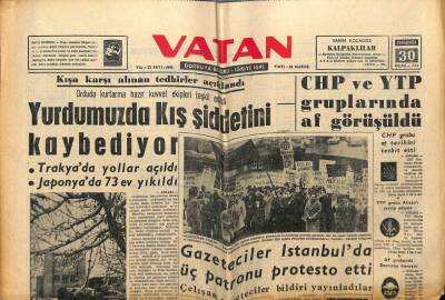Vatan Gazetesi 30 Ocak 1963 - Gazeteciler İstanbulda Üç Patronu Protesto Etti GZ89184 - 1