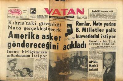 Vatan Gazetesi 30 Ocak 1964 - Amerika Kıbrısa Asker Gönderecek GZ78980 - 1