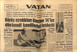 Vatan Gazetesi 30 Temmuz 1962 - Görüş Ayrılıkları Üzerine 14ler Kendi Kendini Feshetti GZ66093 - 2