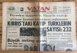 Vatan Gazetesi 31 Ağustos 1964 - Kıbrıstaki Kayıp Türklerin Sayısı 232 GZ72721 - 2