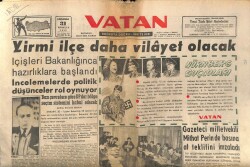 Vatan Gazetesi 31 Aralık 1958 - Yirmi İlçe Daha Vilayet Olacak GZ64677 - 2