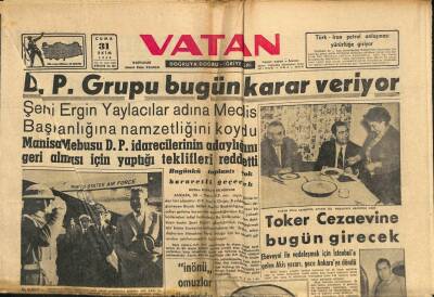 Vatan Gazetesi 31 Ekim 1958 - Toker Cezaevine Bugün Girecek GZ91077 - 1