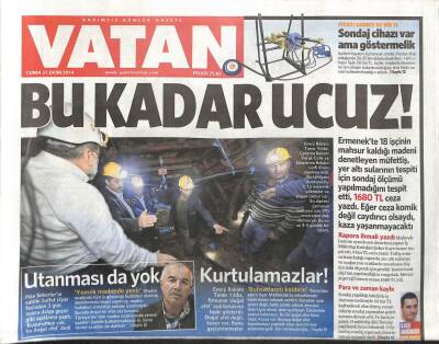 Vatan Gazetesi 31 Ekim 2014 - THK Genel Başkanı Yıldırım , 20 Milyon TLlik Gayrimenkul İddiası - Sondaj Cihazı Var Ama Göstermelik GZ98293 - 1