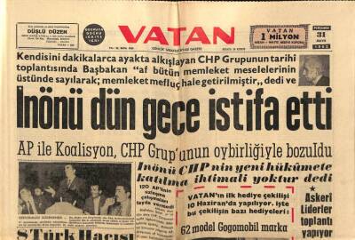 Vatan Gazetesi 31 Mayıs 1962 - İsmet İnönü Dün Gece İstifa Etti GZ64853 - 2