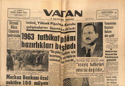 Vatan Gazetesi 4 Ağustos 1962 - Çiftçiyi Toprak Sahibi Yapmak Şarttır GZ64855 - 2