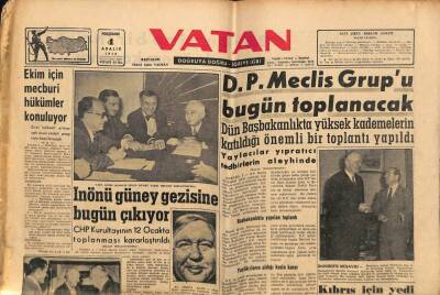 Vatan Gazetesi 4 Aralık 1958 - Kıbrıs İçin 7 Önerge Verildi GZ64701 - 1