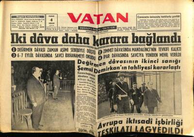 Vatan Gazetesi 4 Aralık 1960 - Avrupa İktisadi İşbirliği Teşkilatı Lağvedildi GZ78876 - 1