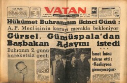 Vatan Gazetesi 4 Aralık 1963 - Hükümet Buhranının İkinci Günü GZ64904 - 1