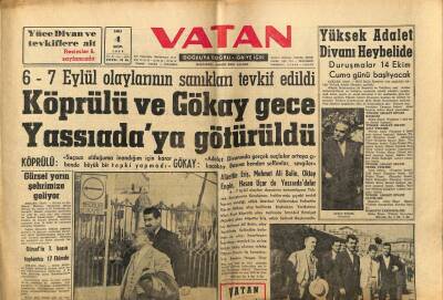 Vatan Gazetesi 4 Ekim 1960 - Fuat Köprülü Yassıadaya Götürüldü GZ78717 - 1