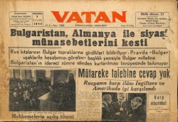 Vatan Gazetesi 4 Eylül 1944 - Rusyanın Harp İlanı Amerika da İyi Karşılandı GZ71428 - 1