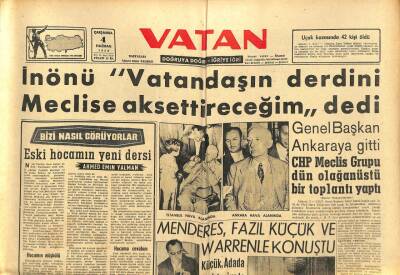 Vatan Gazetesi 4 Haziran 1958 - Menderes , Fazıl Küçük Ve Warrenle Konuştu GZ91441 - 1