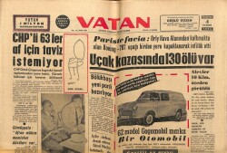 Vatan Gazetesi 4 Haziran 1962 - Pariste Facia,Uçak Kazasında 130 Ölü Var GZ64708 - 2