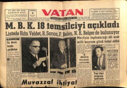 Vatan Gazetesi 4 Ocak 1961 - M,B.K 18 Temsilciyi Açıkladı GZ64603 - 1