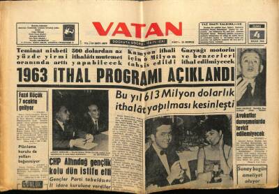 Vatan Gazetesi 4 Ocak 1963 - CHP Altındağ Gençlik Kolu İstifa Etti GZ78757 - 1