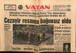 Vatan Gazetesi 4 Temmuz 1962 - Cezayir Resmen Bağımsız Oldu GZ64711 - 2