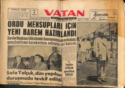 Vatan Gazetesi 5 Ağustos 1960 - Safa Yalçuk , Dün Yapılan Duruşmada Tevkif Edildi GZ102684 - 1
