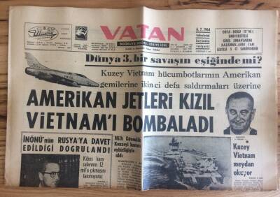 Vatan Gazetesi 5 Ağustos 1964 - Amerikan Jetleri Vietnamı Bombaladı GZ72711 - 1