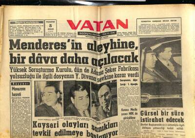Vatan Gazetesi 5 Aralık 1960 - Adnan Menderesin Aleyhinde Bir Dava Daha Açılacak GZ78875 - 1