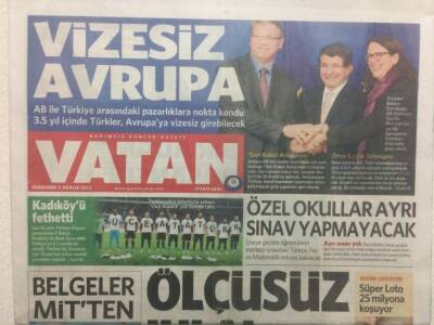 Vatan Gazetesi 5 Aralık 2013 - Vizesiz Avrupa,Ölçüsüz İhlal GZ29693 - 1