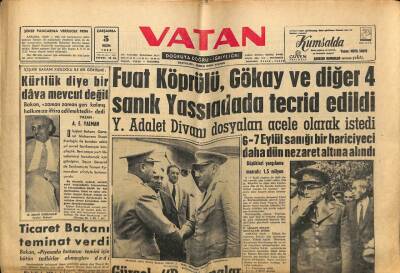Vatan Gazetesi 5 Ekim 1960 - Fuat Köprülü Yassı Adada Tecrit Edildi GZ78715 - 1