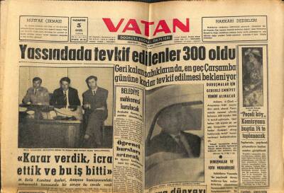 Vatan Gazetesi 5 Eylül 1960 - Yassıadada Tevkif Edilenler 300 Oldu GZ78911 - 1