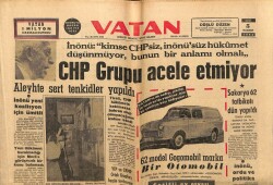 Vatan Gazetesi 5 Haziran 1962 - CHP Gurubu Acele Etmiyor GZ64707 - 2