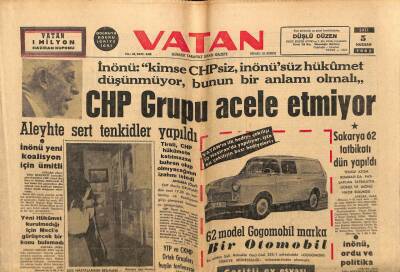Vatan Gazetesi 5 Haziran 1962 - CHP Gurubu Acele Etmiyor GZ64707 - 2
