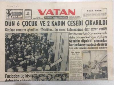 Vatan Gazetesi 5 Mart 1958 - Üsküdarda 6 Çocuk İki Kadın Cesedi Çıkarıldı GZ52320 - 1