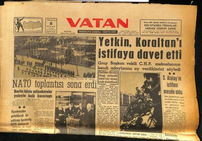 Vatan Gazetesi 5 Nisan 1959 - Yetkin , Koraltanı İstifaya Davet Etti GZ86427 - 1