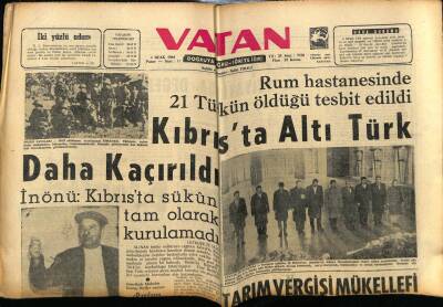 Vatan Gazetesi 5 Ocak 1964 - Kıbrısta Altı Türk Daha Kaçırıldı GZ89166 - 1