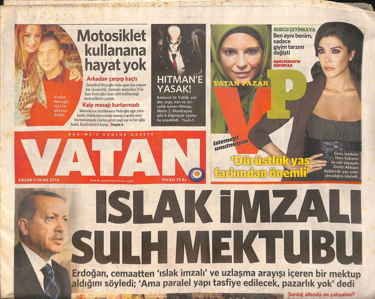 Vatan Gazetesi 5 Ocak 2014 - Ergenekon Ve Balyoz'a İade-i Muhakeme - Dolmabahçe'de Neler Konuşuldu ? GZ160045 - 1