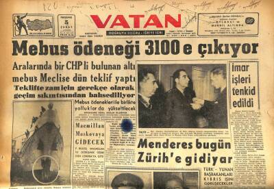 Vatan Gazetesi 5 Şubat 1959 - Mebus Ödeneği 3100e Çıkıyor GZ86145 - 1