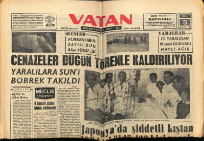 Vatan Gazetesi 5 Şubat 1963 - Japonyada Şiddetli Kıştan 100 Kişi Öldü GZ78967 - 1
