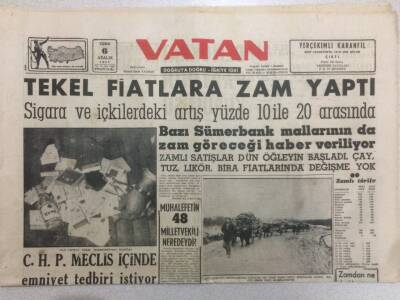 Vatan Gazetesi 6 Aralık 1957 - Tekel Fiatlara Zam Yaptı GZ52311 - 1