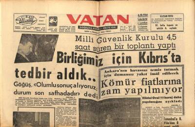 Vatan Gazetesi 6 Ekim 1964 - Birliğimiz İçin Kıbrısta Tedbir Aldık GZ64747 - 1
