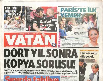 Vatan Gazetesi 6 Ekim 2014 - Galatasarayın İsviçreli Oyuncusu Endoğan Adili , Yabancı Sınırı Nedeniyle Forma Bulamayınca Dava Açtı GZ106764 - 1