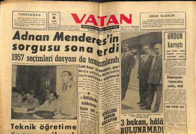 Vatan Gazetesi 6 Eylül 1960 - Adnan Menderesin Sorgusu Sona Erdi GZ78910 - 1