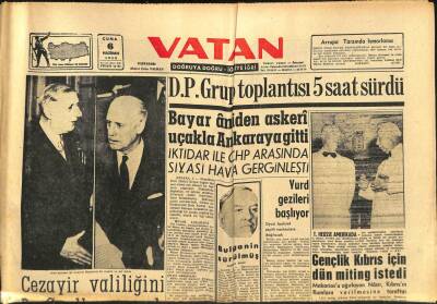 Vatan Gazetesi 6 Haziran 1958 - Metin Tokerin Mısır Seyehatine Dün Mani Olundu GZ91439 - 1