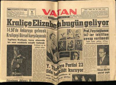 Vatan Gazetesi 6 Mart 1961 - Kraliçe Elizabeth Bugün Geliyor GZ89196 - 1
