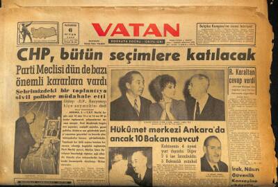 Vatan Gazetesi 6 Nisan 1959 - Hükümet Merkezi Ankarada Ancak 10 Bakan Mevcut GZ86426 - 1