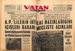 Vatan Gazetesi 6 Nisan 1963 - APlilerin İhtilal Hazırlığını İçişleri Bakanı Mecliste Açıkladı GZ64819 - 1