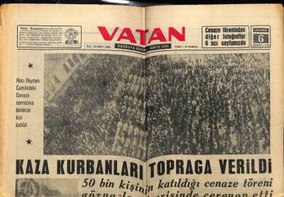 Vatan Gazetesi 6 Şubat 1963 - Uçak Kazasının Kurbanları Toprağa Veriliyor GZ78966 - 1