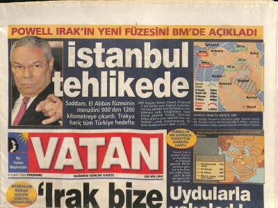 Vatan Gazetesi 6 Şubat 2003 - Saddam , El Abbas Füzesinin Menzilini 900den 1200 Kilometreye Çıkardı GZ96705 - 1