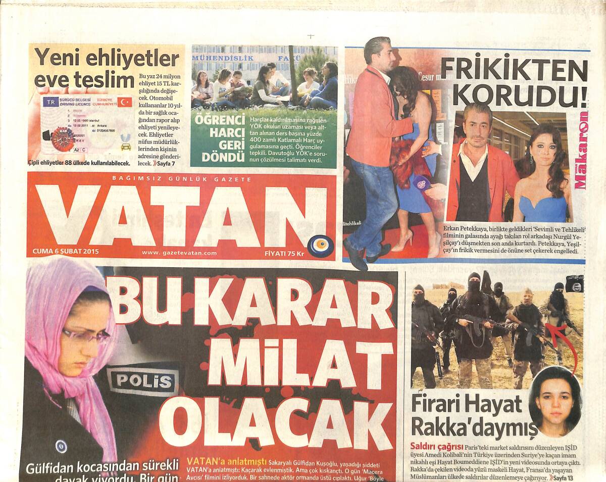 Vatan Gazetesi 6 Şubat 2015 - Borsa Çöktü Çipras Zorda - Kritik Adam Alper Potuk GZ159528 - 1