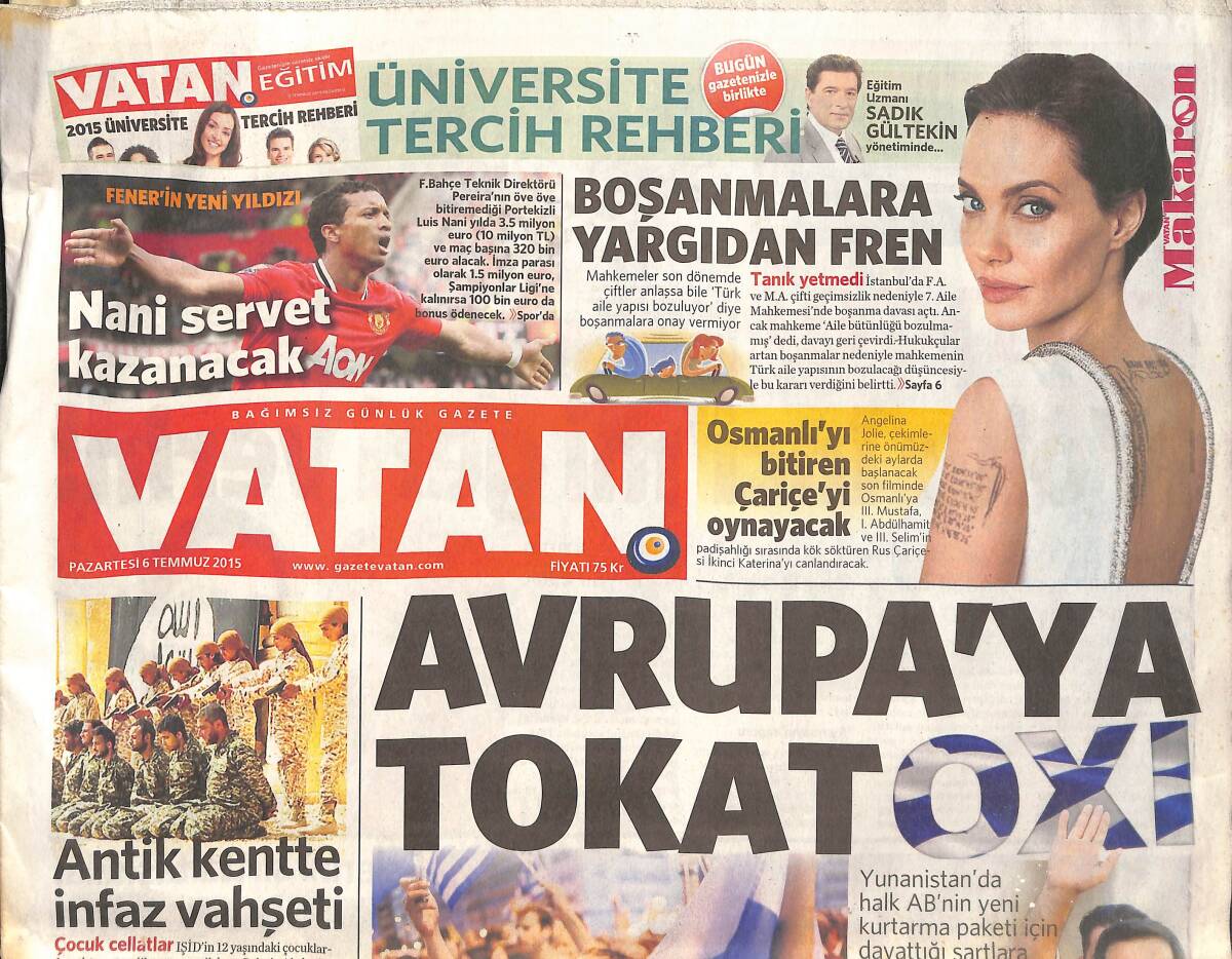 Vatan Gazetesi 6 Temmuz 2015 - Luis Nani Servet Kazanacak! - İşte Beşiktaş'ın 3 Silahşörü GZ136406 - 1