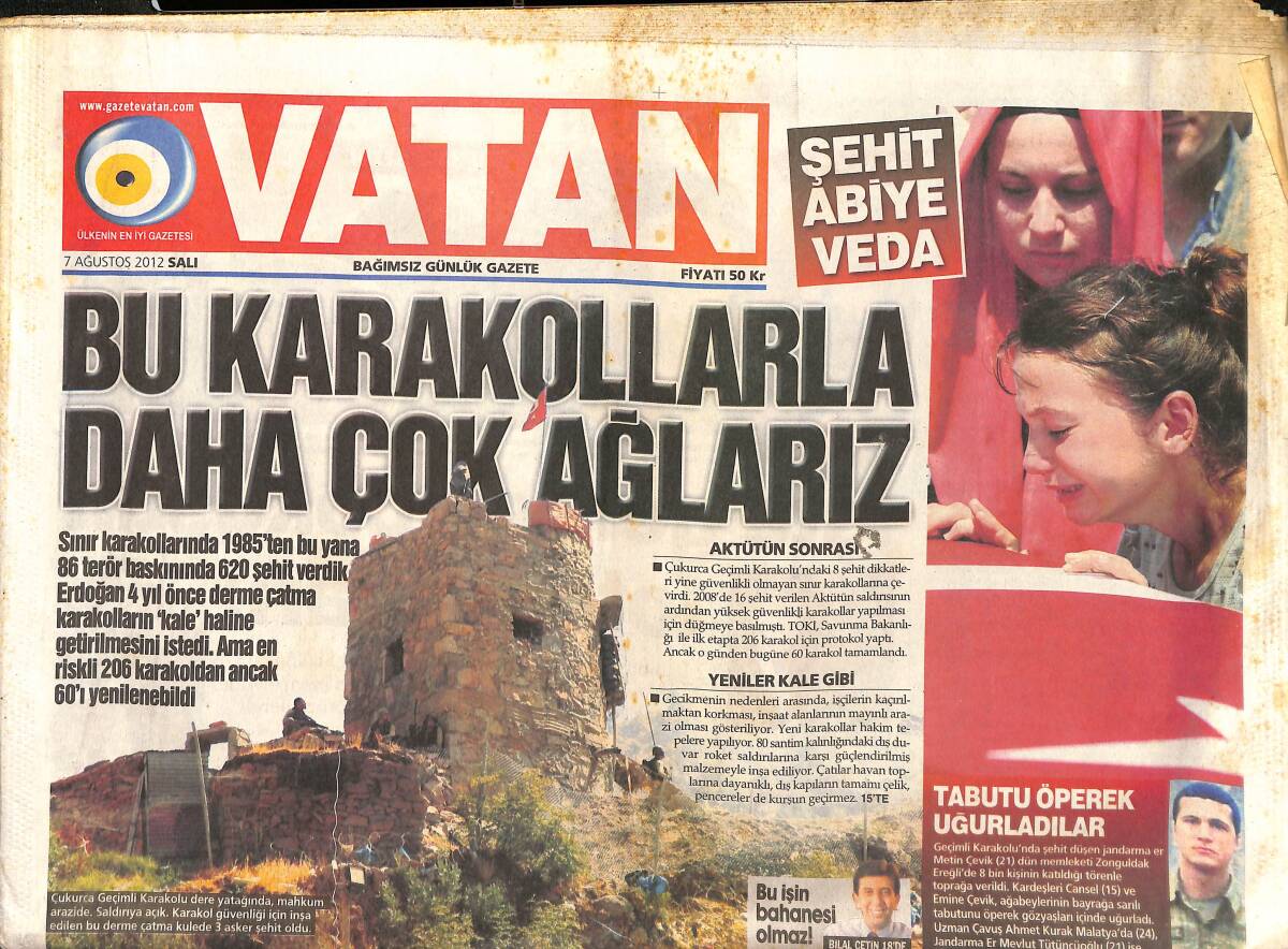 Vatan Gazetesi 7 Ağustos 2012 - Bu Karakollarla Daha Çok Ağlarız - İstanbul'a 1 Milyonluk Yeni Kent: Kayaşehir GZ135851 - 1
