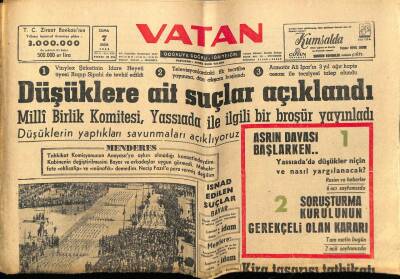 Vatan Gazetesi 7 Ekim 1960 - Adnan Menderesin Suçu Açıklandı GZ78713 - 1