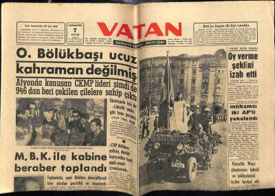 Vatan Gazetesi 7 Ekim 1961 - Osman Bölükbaşı Ucuz Kahraman Değilmiş GZ89205 - 1