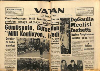 Vatan Gazetesi 7 Ekim 1962 - Gümüşpala Gürselden Milli Koalisyon İstedi GZ89188 - 1
